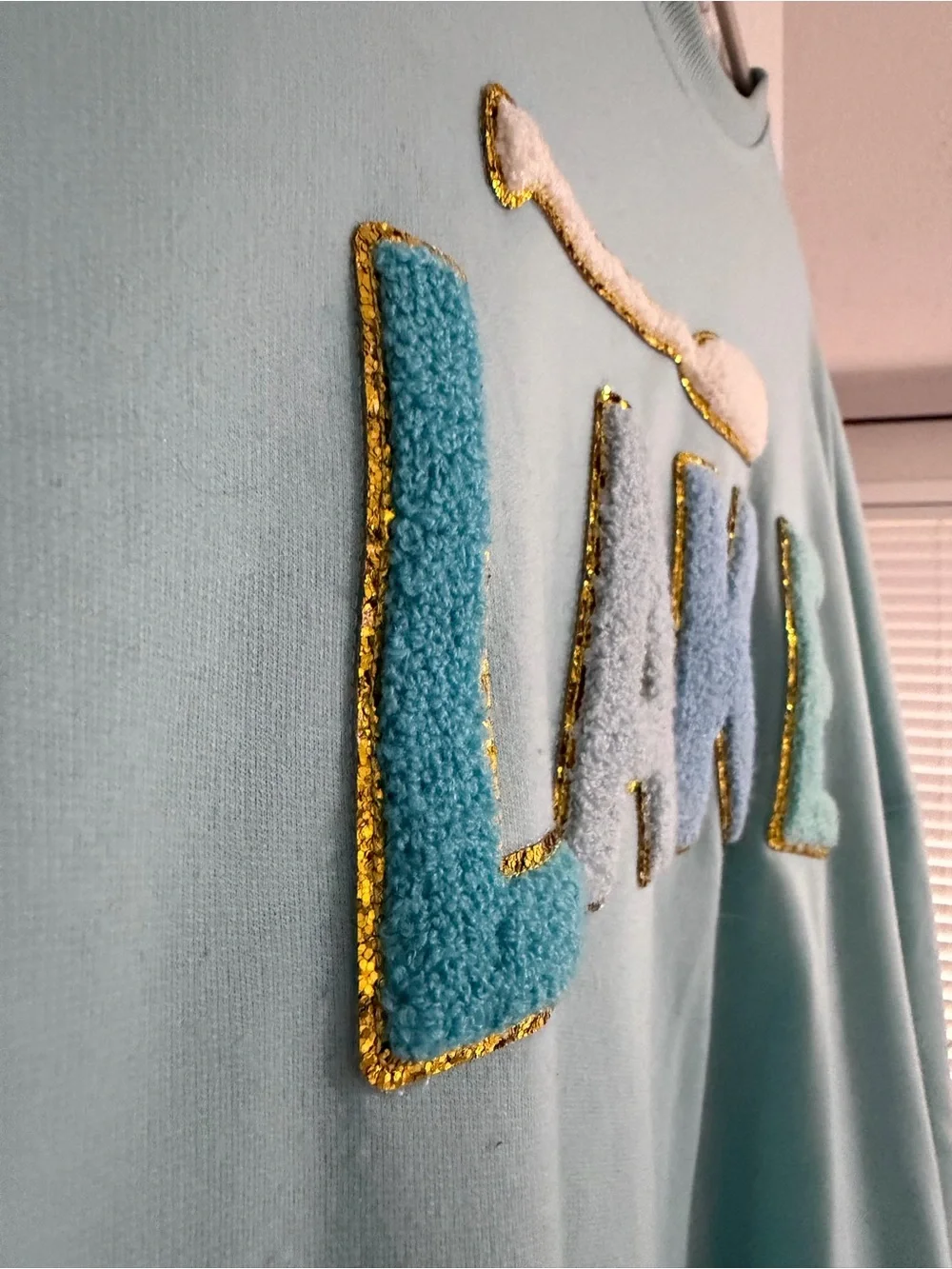 Simply Southern Light Blue LAKE Embroidered Crewneck Sweatshirt - Picture 3 of 4